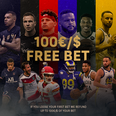 100% Free Bet up to 100 €/$– if your first bet loses.