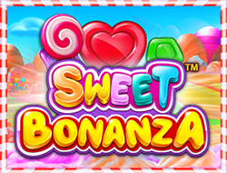 Capture d'écran du jeu de machine à sous Sweet Bonanza montrant les symboles et les multiplicateurs